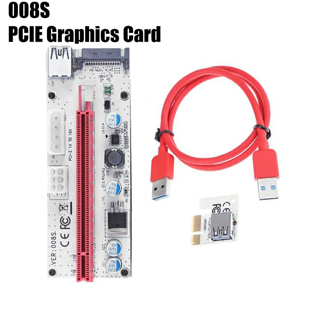 

PCIE Graphics Card Extended Line Mining Cable USB3.0 Red Transfer Cable 008s 60cm 1X To 16X For Win7/8/10