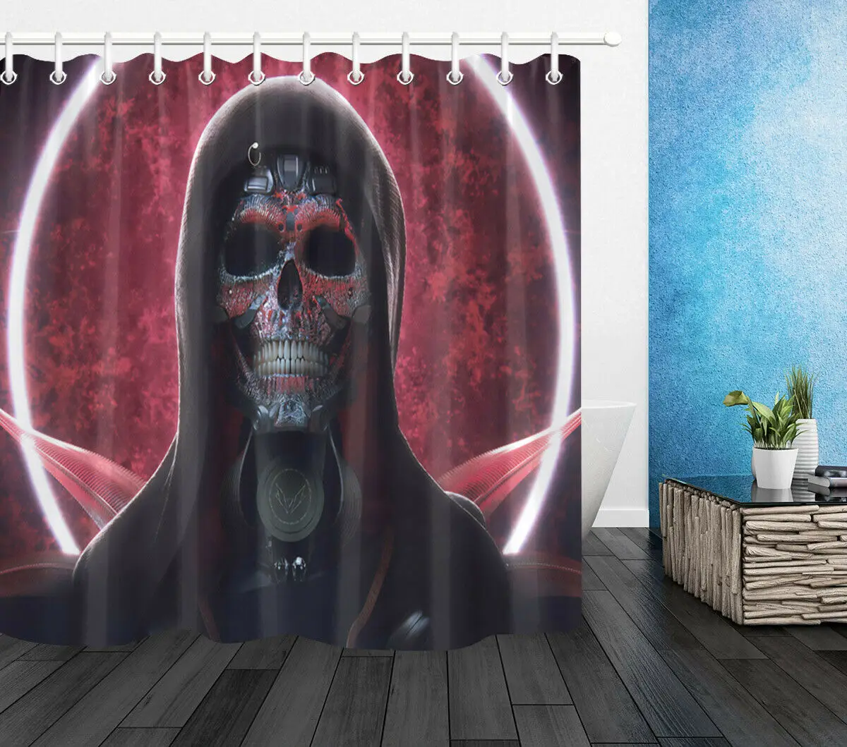 

Horror Hell Grim Reaper Skull Shower Curtain Set Bath Curtains Bathroom Decor