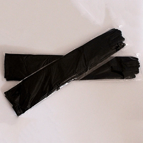 Long gloves in leather optics One Size Black- Black