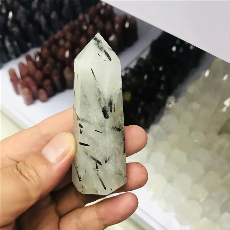 

50-60mm natural black tourmaline Quartz Crystal Wand point