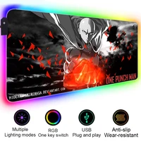 RGB Mouse Pad Pink ONE PUNCH-MAN Large XL Dywan Gamer PC Computer Keyboard Marble Desk Mat For Gaming Backlit CS GO Mousepad