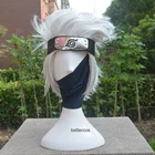 Парик для косплея Hatake Kakashi, короткие термостойкие синтетические волосы серебристого и белого цвета, парики + повязка на голову + маска
