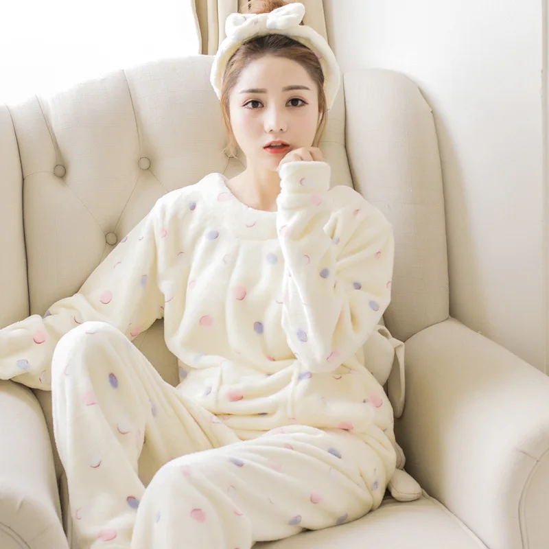 Женские Фланелевые бархатные пижамные комплекты кораллового цвета с милыми