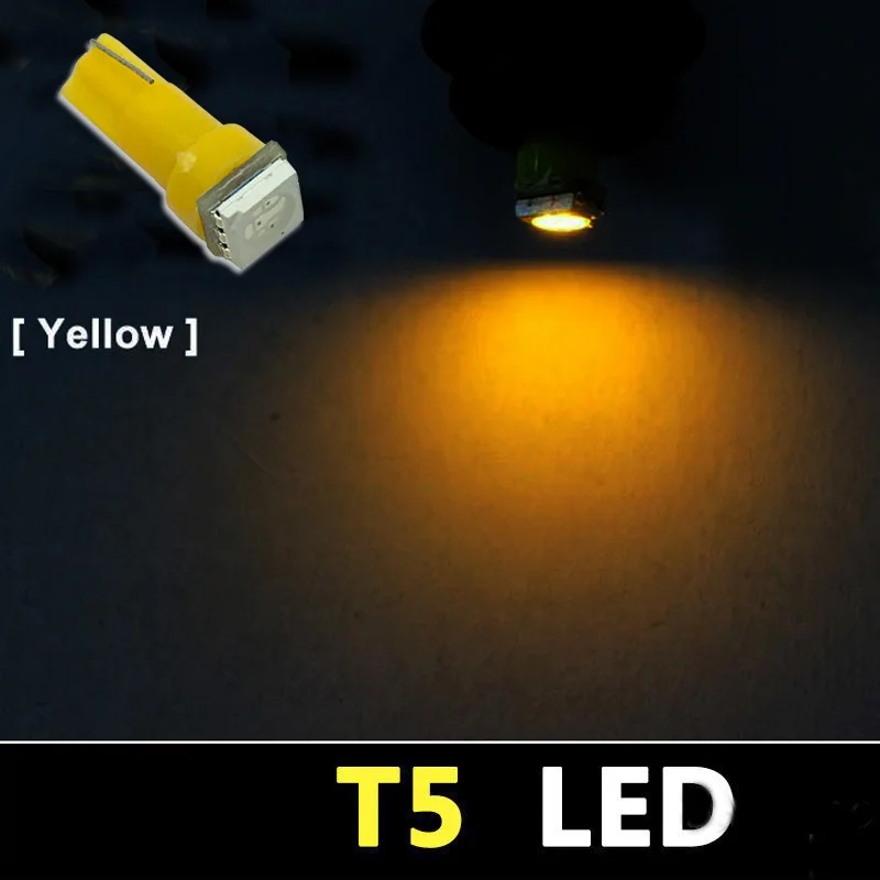 10 шт. светодиодные ламсветильник для салона автомобиля приборной панели T5 1 SMD 5050