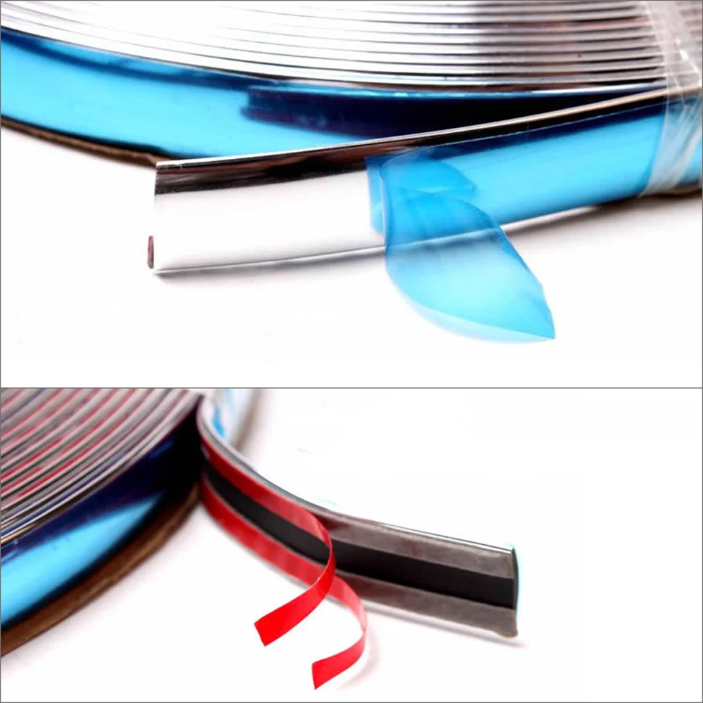 

12mm / 16ft Car Bumper Strip Adhesive Auto Bright Silver Chrome Moulding Trim