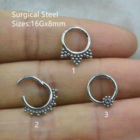 20pcs body jewelry piercing 316l surgical steel ball gems 16g ear helix daith cartilage tragus earring nose septum clicke ring
