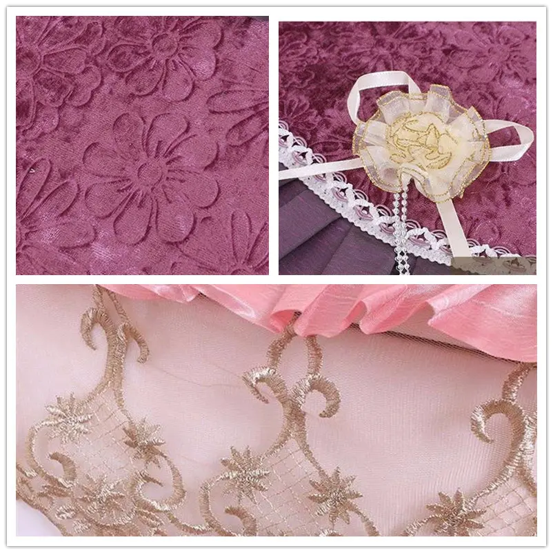 

Luxurious Toilet Seat Cover Set 3 Pieces Household Closestool Decorations Lace Toilet Seat Covers Nylon Tape Toilet Case 4 Color