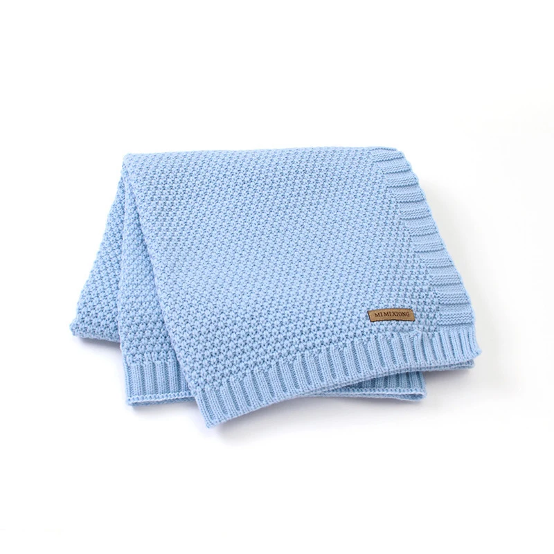 Детское Хлопковое одеяло однотонное трикотажное покрывало для новорожденных