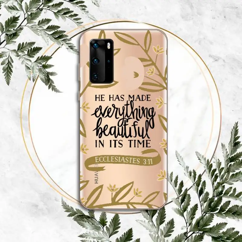 

Jesus Bible Quotes Phone Case Transparent for huawei honor P 40 30 20 lite Pro 10 i 8 9 x p smart 2019