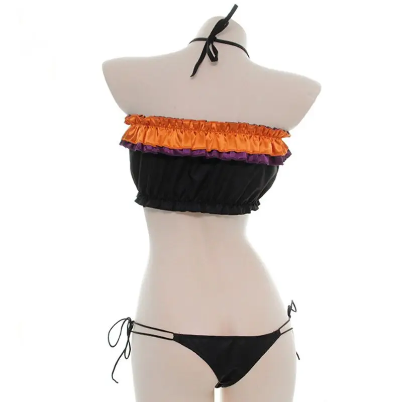 

Halloween Pumpkin Open Chest Sexy Camisoles Lingerie Set Women Underwear Cosplay Costume Outfits