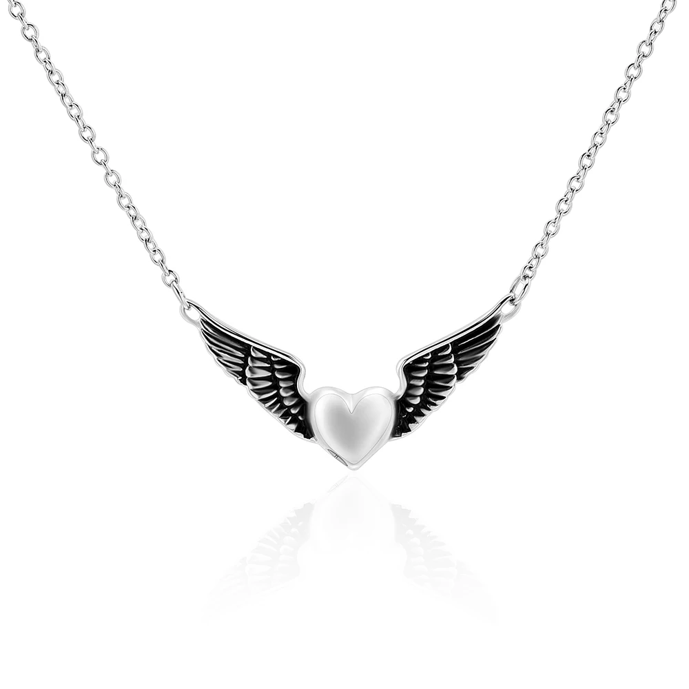 

Double Angel Wing Urn Necklace for Ashes, Heart Cremation Memorial Keepsake Pendant Necklace Jewelry with Fill Kit