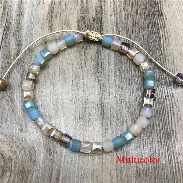 Multicolor Квадратный Кристальный бисерный браслет из ярких бусин для женщин богемный консервативный стиль - Окраска металла: Multicolor