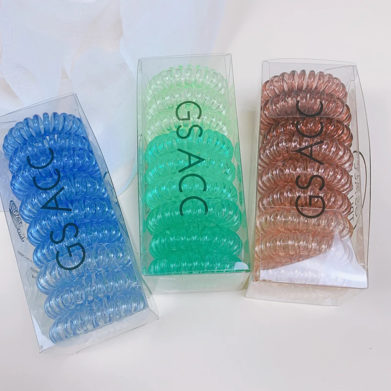 

9Pcs Girl Hair Bands Transparent Hair Ties Colorful Elastic Plastic Hair Band Rubber Telephone Cord Scrunchies Hair Accessories
