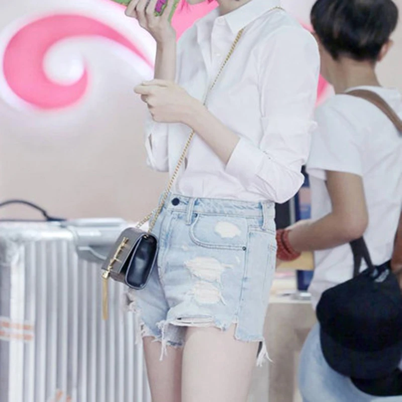 

Женские рваные джинсовые шорты с бахромой, повседневные шорты с высокой талией и карманами, модель ZX32 на лето