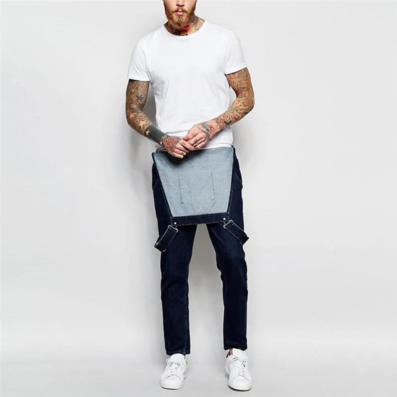 Мужские повседневные джинсы джинсовый комбинезон на бретелях свободный