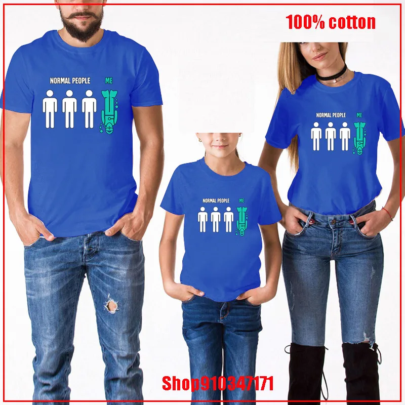 Normal People Me Funny Scuba Diving Design white 27cm mommy and daughter matching clothes teenage girls summer clothing parent | Мать и