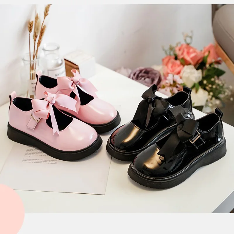 

New Girls leather shoes soft soled princess shoes kids single shoes students performance shoes sweet princess shoes
