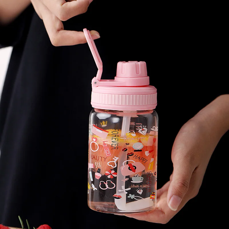 Соломенная стеклянная бутылка для воды с емкостью герметичная Спортивная