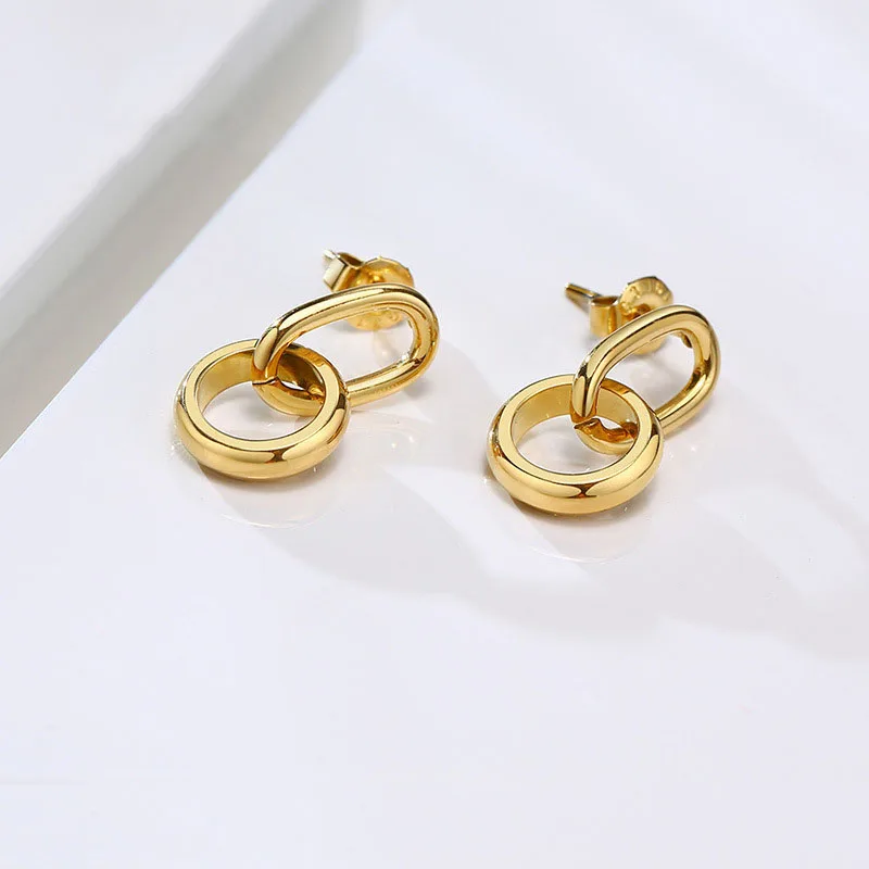 Двойной Круглый Круг Серьги-капли серьги ювелирные изделия высокого
