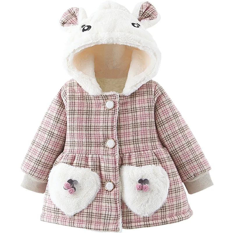 Куртка с хлопковой подкладкой в клетку для девочек|Пальто и парки| |
