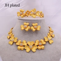 dubai luxury gold jewelry sets african ethiopia wedding party gifts for women necklace bracelet earrings ring jewellery set