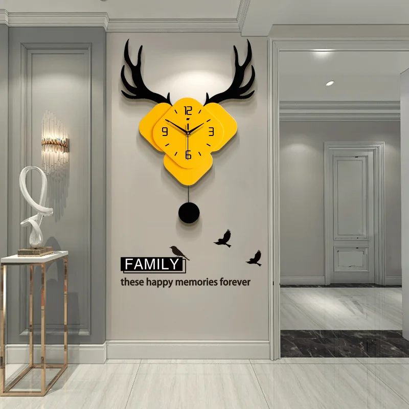 

Deer Creativity Silence Quartz Wall Clock Nordic Acrylic Simplicity Gold Wall Clock Big Digital Duvar Saati Home Decor EK50WC