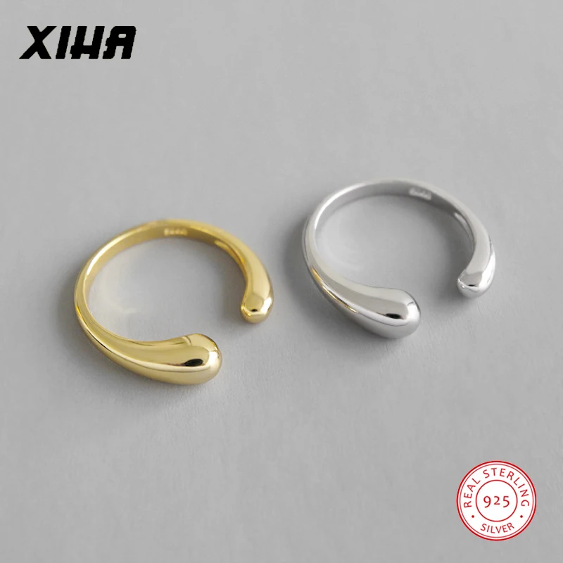 Твердые 925 стерлингового серебра Открыть Регулируемые кольца для женщин в форме