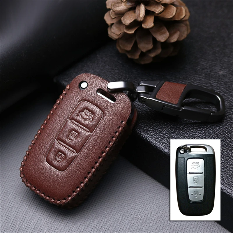 3Button Brown Для Kia Rio K2 Ceed Sportage Soul Sorento Cerato Spectra Carens Forte Borrego автомобильный брелок с цепью защитный чехол для ключей - Цвет: 3Button Brown