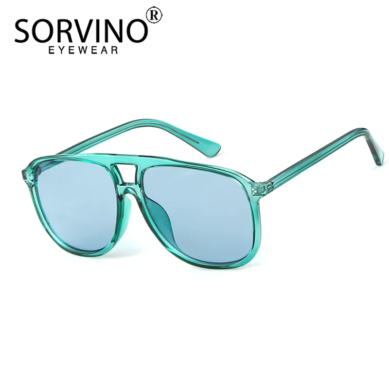 

SORVINO Retro Fashion Pilot Sunglasses Brand Women Men 90s Trendy Oversized Flat Top Clear Black Sun Glasses Big Shades SP277