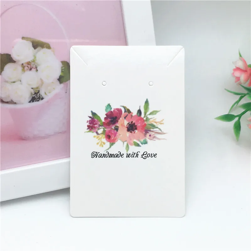 9x6cm 50 шт бумажные винтажные цветочные ювелирные изделия карты, бирки для драгоценностей коробки ювелирных изделий для ожерелья/серьги/шпильки/аксессуары упаковки - Цвет: 9x6cm