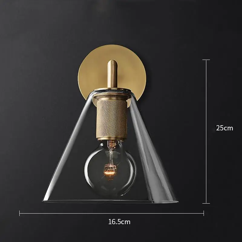 

America Industrial LOFT Iron Glass Cone Wall Lamp Modern Bedside Corridor Indoor Decor Wall Light Wall Sconce Lamp Vanity Light