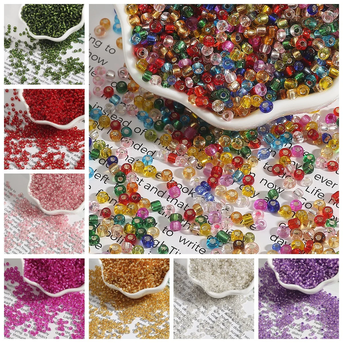 

4mm Color Silver Filled Series Glass Rice Beads DIY Handmade Jewelry Accessories Material Package Manufacturer Wholesale