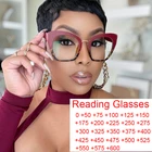 Очки большого размера для чтения кошачий глаз Женские винтажные дизайнерские красные очки от 0 до + 600 очки с фильтром сисветильник