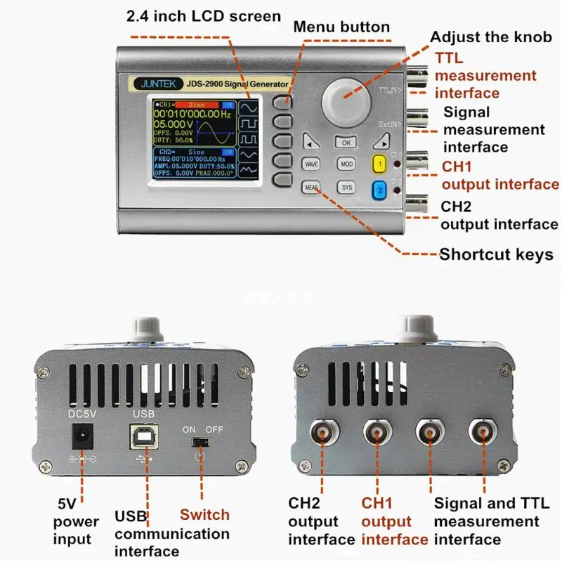 JDS2900 DDS Signal Generator Counter Digital Control Sine Frequency Dual-channel 15 MHz Source | Инструменты