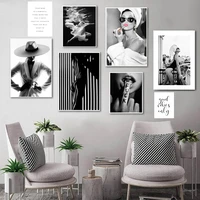 fashion print home decor wall art canvas painting lady figure black white picture nordic modern minimalist poster for dormitory