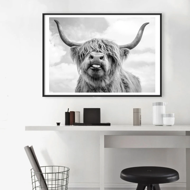 Настенная Художественная печать и постер Freedom Highland Cow, картины на холсте для декора гостиной, украшение стены яка