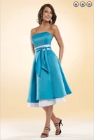 jurkjes free shipping dinner 2021 new fashion party gown brides maid formales short blue bridesmaid dresses removable belt