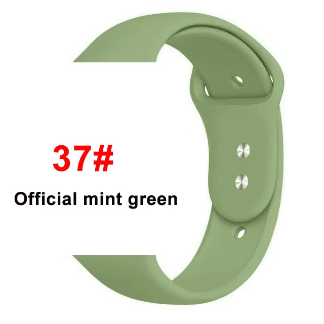 Спортивный мягкий силиконовый ремешок для Apple Watch, ремешок 44 мм, 40 мм, серия 5, 4, браслет для часов iWatch, ремешок 38 мм, 42 мм, 3, 2, 1, аксессуары - Цвет ремешка: 37 Mint Green
