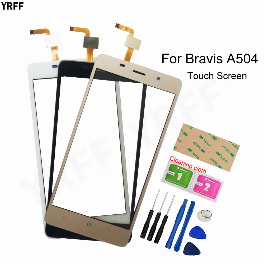 

New Phone Touch Panel Screen For Bravis A504 Touch Screen Digitizer Front Glass Touch Sensor Assembly Parts 3M Glue Wipes