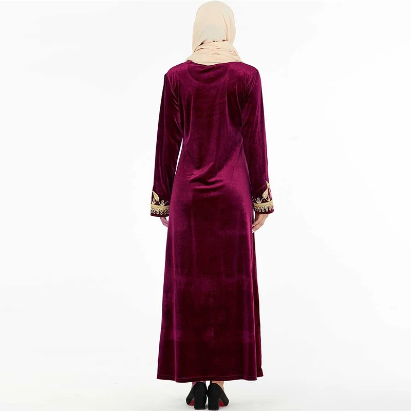 Зимнее бархатное платье abaya Турецкий Арабский мусульманский хиджаб Caftan Дубай Кафтан Марокко одеяние мусульмане Longue Tesettur платья