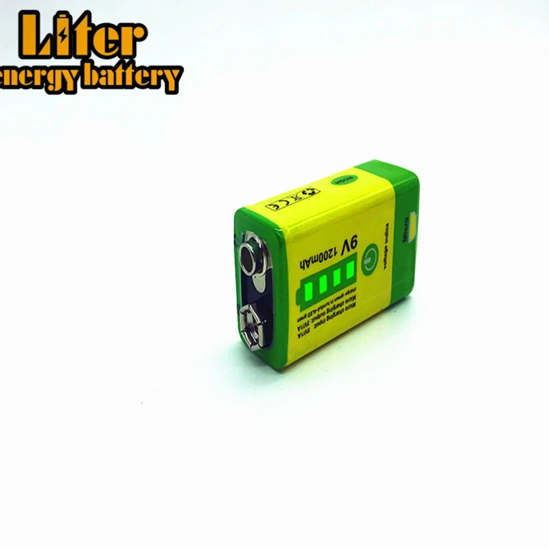 6F22 Micro USB 9 в 1200 мАч аккумуляторная литиевая ионная батарея для дымовой