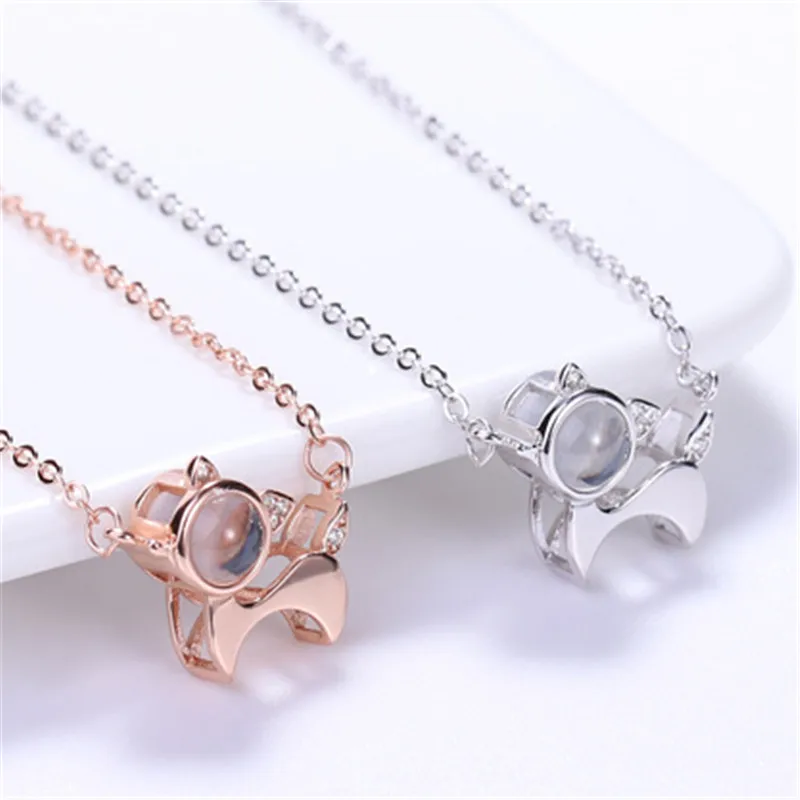 Drop Shipping Custom Projection Memory Pet Photo Footprints Cat Dog Pendant Necklace 925 Silver Jewelry | Украшения и аксессуары