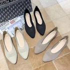 Туфли-лодочки женские из эластичной ткани, с острым носком, без застежки