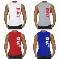 2021 mens new summer tight sleeveless vest gym sports running vest slim muscle bodybuilding mens 100 cotton printed vest tops