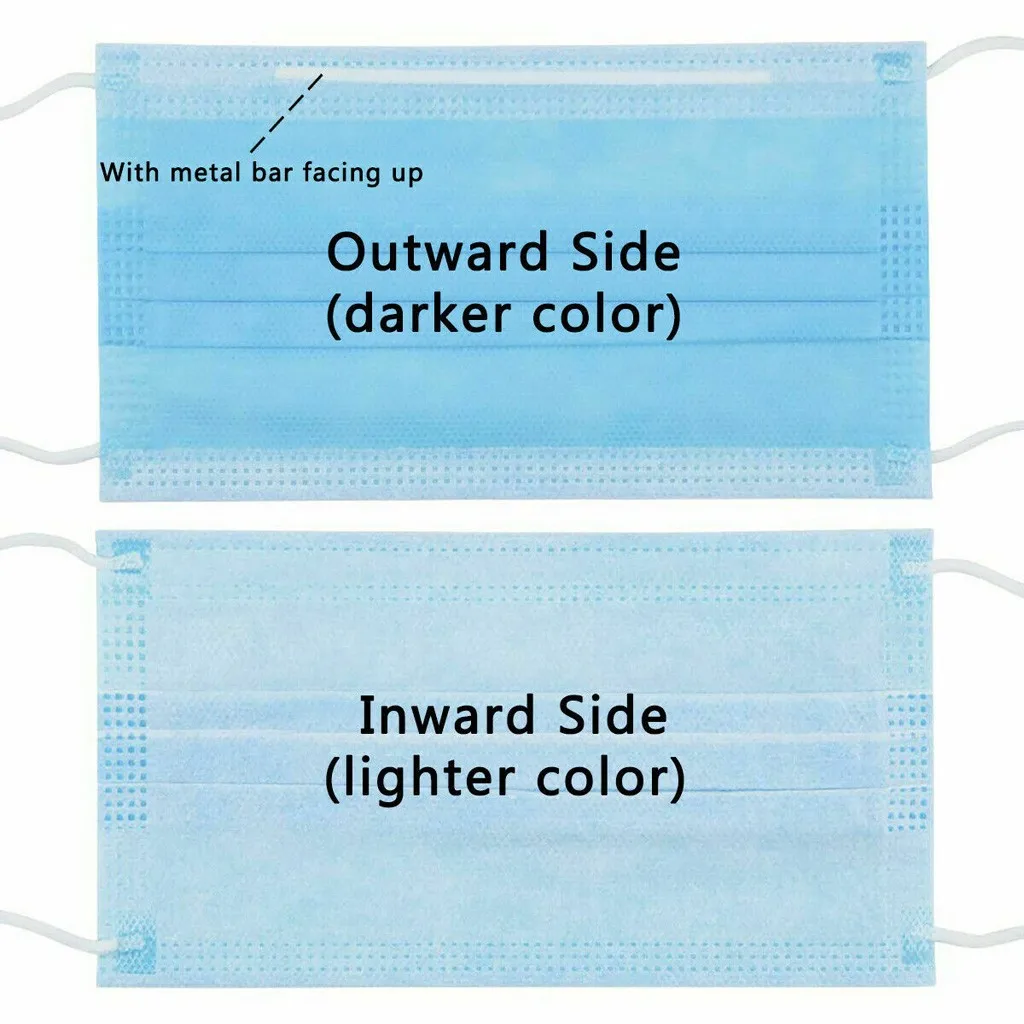 

Fast Delivery 10/600pc Adult Blue Color Disposable Face Mask Industrial 3Ply Ear Loop Masque Mascarilla Halloween Cosplay Mask
