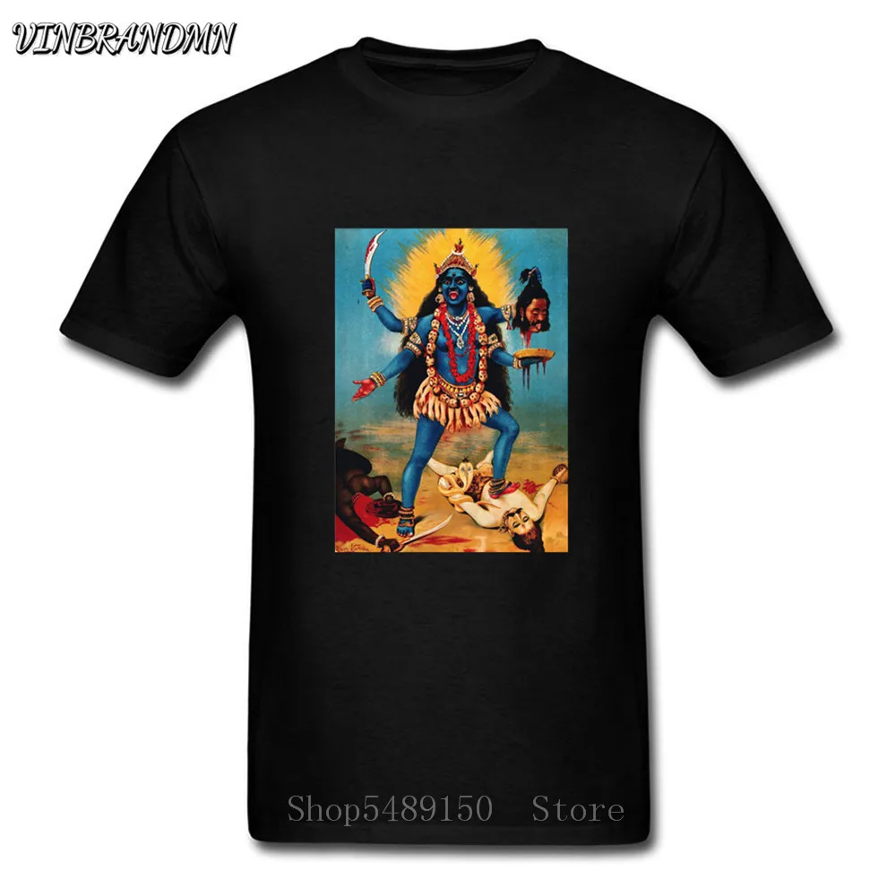 Футболка с принтом индийской богини Бога Кали Мужская буддийская ЛУЧШАЯ