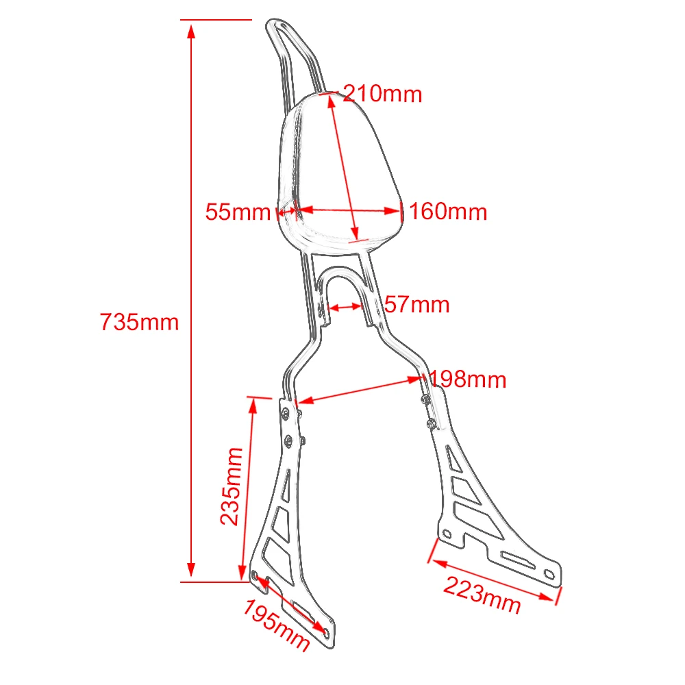 Комплект черных спинок для заднего пассажирского мотоцикла Harley Sportster XL883C XL883R XL1200R