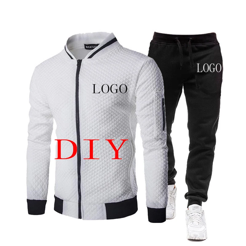 

Custom Logo Men Sets Baseball uniform Print Tracksuit Men Sportswear Casual 2 Pieces Set Jacket+Sweatpants Sport Men Suits 2021