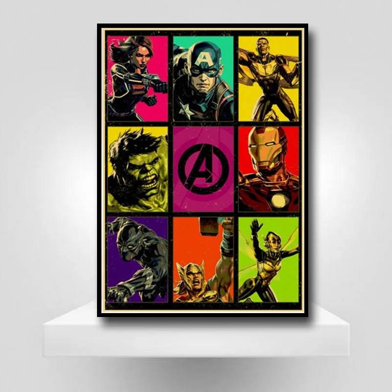 

Various Super Hero Movie Retro Poster Vintage Kraft Paper Poster Stickers Room Bar Decorative Painting Living Room Decoration