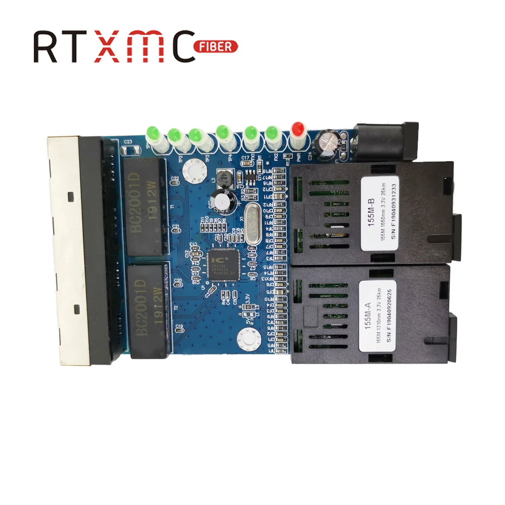 Коммутатор Ethernet с 4 портами Fast Erhetnet 2F4E 10/100 м 2 волоконных порта SC 25 км UTP RJ45